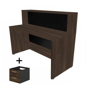 Balcão de Atendimento 1.35x1,13x0,60m - C/ Gavetas MARSALA/PRETO - 63084