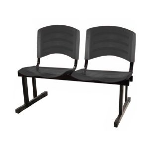 Cadeira Longarina PLÁSTICA 02 Lugares - Cor PRETO 33026