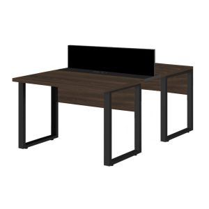 Estação de Trabalho Dupla 1,20x1,35m 02 Lugares S/ Gavetas c/ ponto de tomada PÉ QUADRO MARSALA/PRETO - 64000