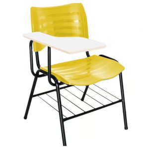 Cadeira Universitária Plástica Prancheta MDF - COR AMARELO - 34010