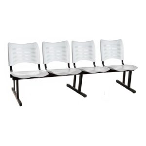 Cadeira Longarina PLÁSTICA 04 Lugares - Cor Branco - PMD - 34193