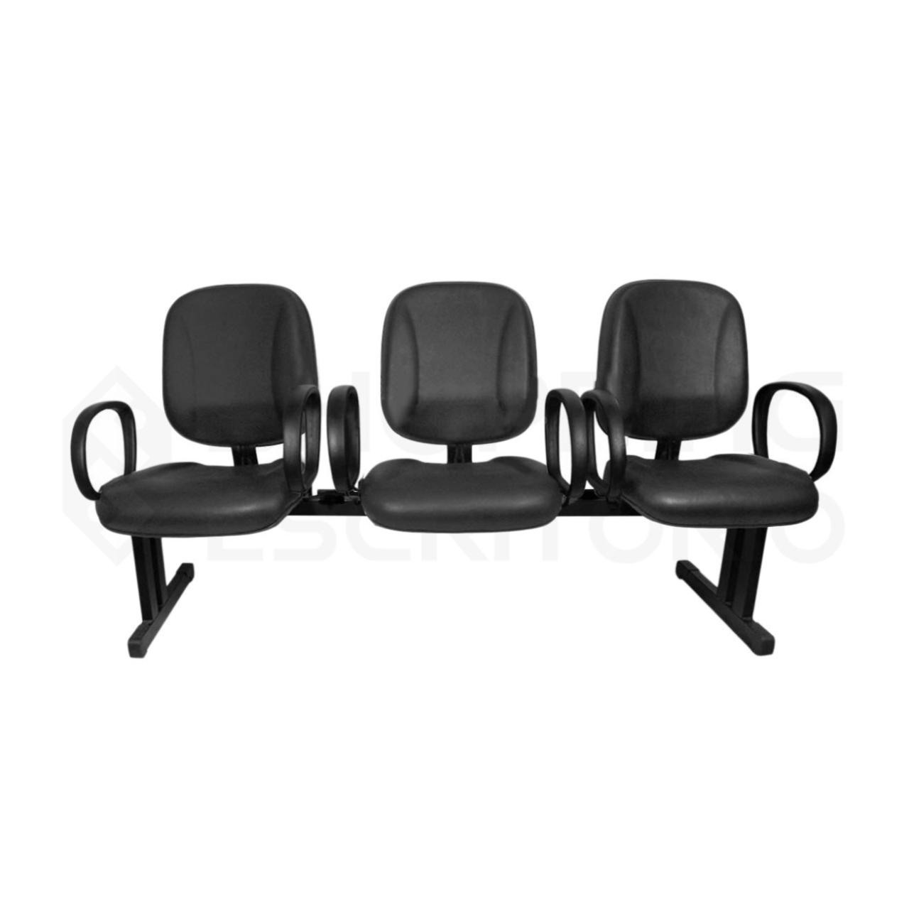 Longarina Diretor LISA 03 Lugares - Cor Preta - Pollo Móveis - 33105