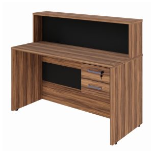 Balcão de Atendimento 1.35x1,13x0,60m - C/ 02 Gavetas NOGAL SEVILHA / PRETO - 63082